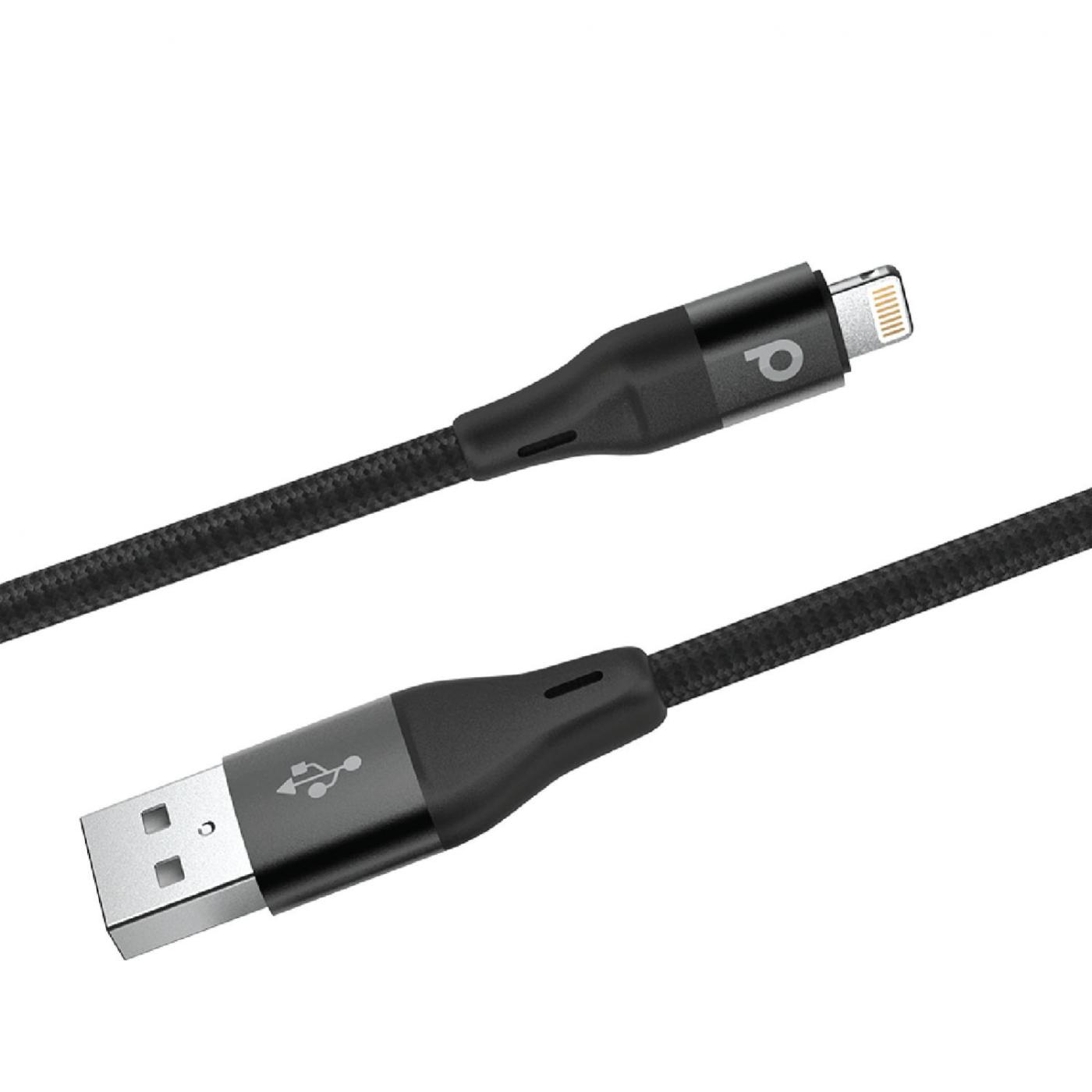 porodo-Aluminium braided USB-A to lightning-black-1 braided USB-A to lightning-black-