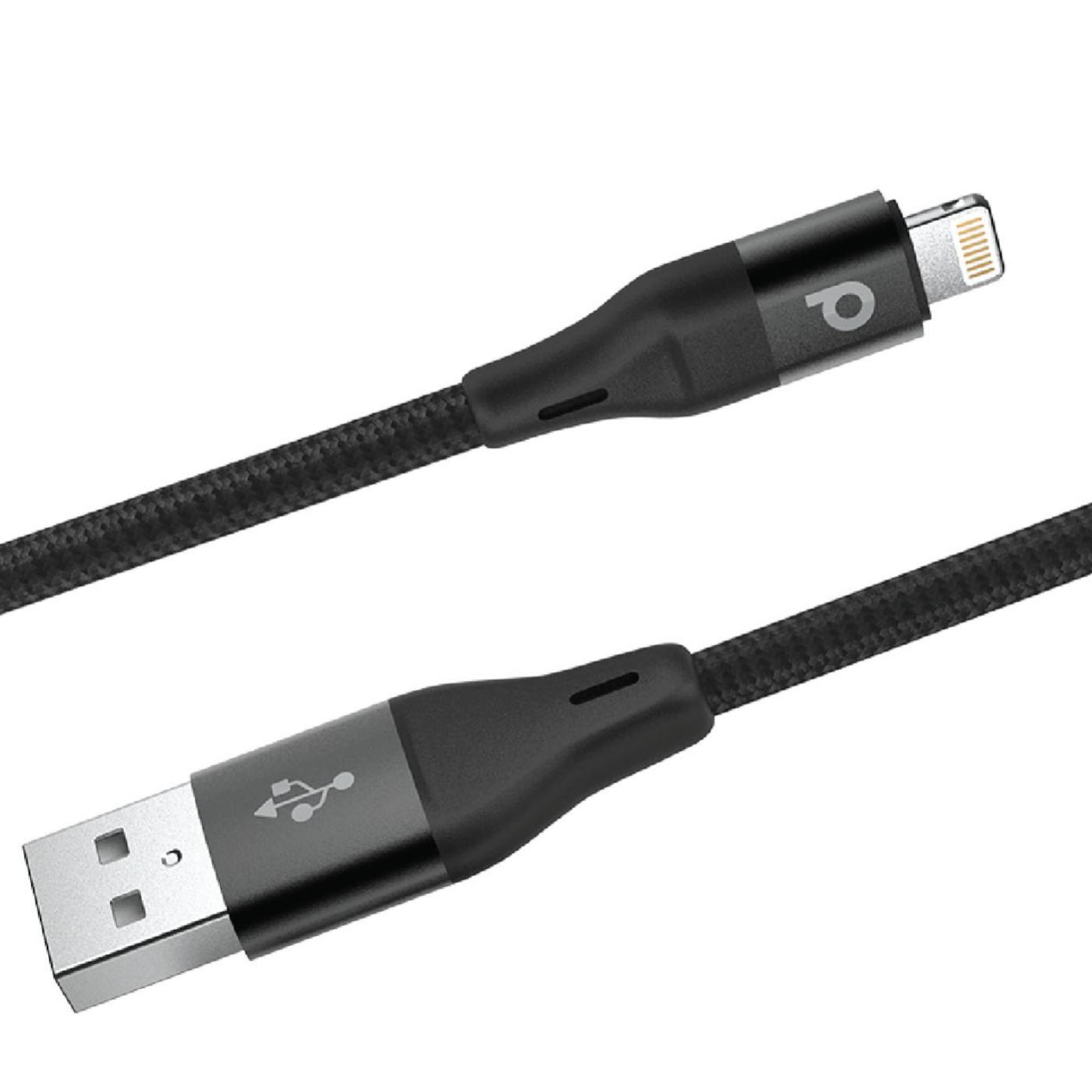 porodo-Aluminium braided USB-A to lightning-black-2