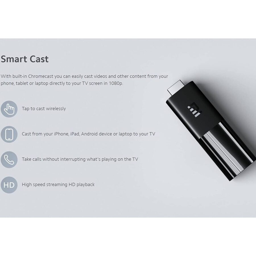 Xiaomi TV Stick 4K, Mi Streaming Android TV Stick, Chromecast integrated, Bluetooth IR Remote Control Compatible Assistant Vocal Google, Supports Dolby Atmos, Dolby Vision and DST HD