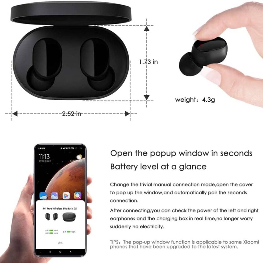 Original Xiaomi Mi True Wireless Earbuds Basic 2S, Xiaomi Wireless  Headphone Game Mode, Bluetooth 5.0 Low Latency Redmi Airdots 2S Stereo  HI-FI with