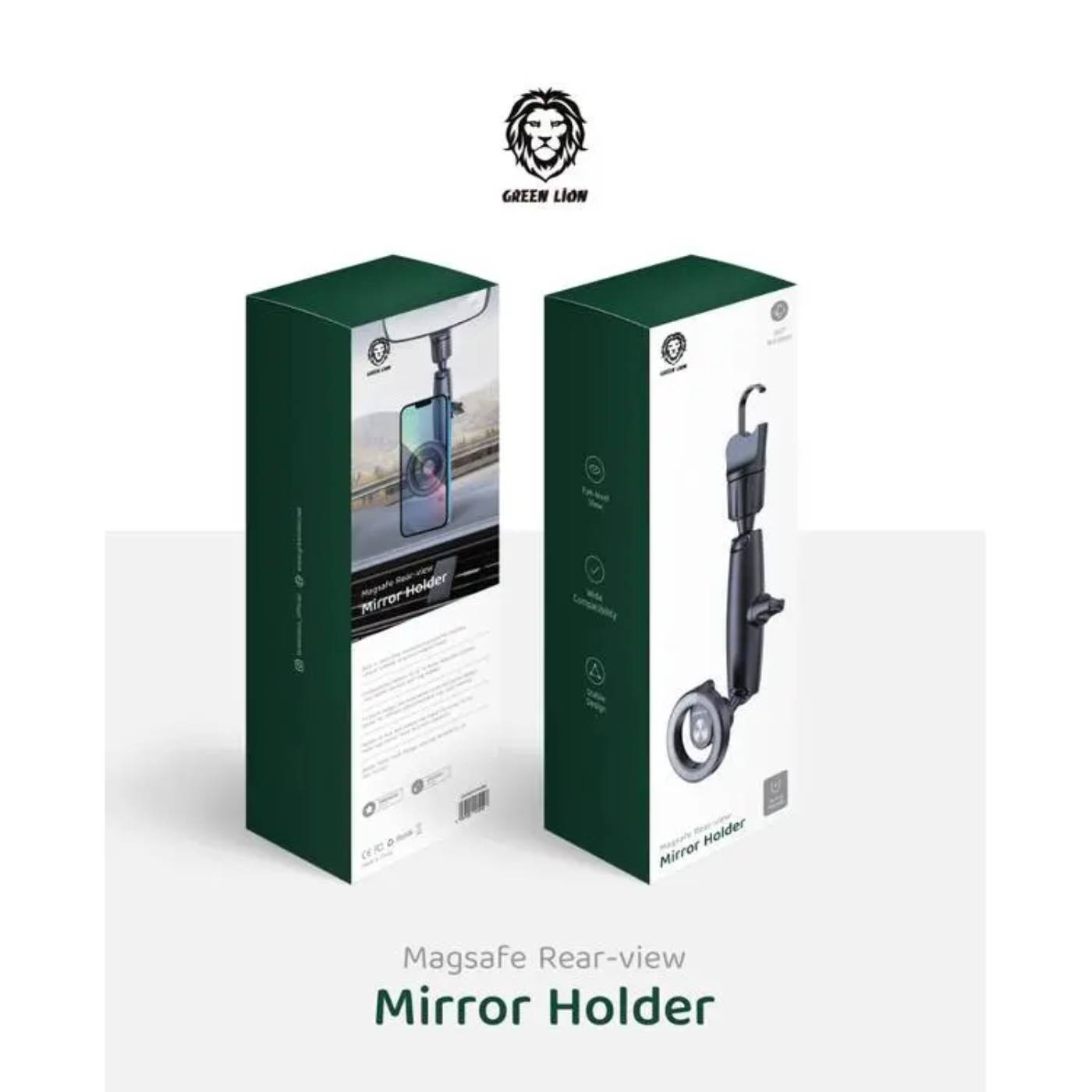 Green Lion 360° Magsafe RearView Mirror Holder Black
