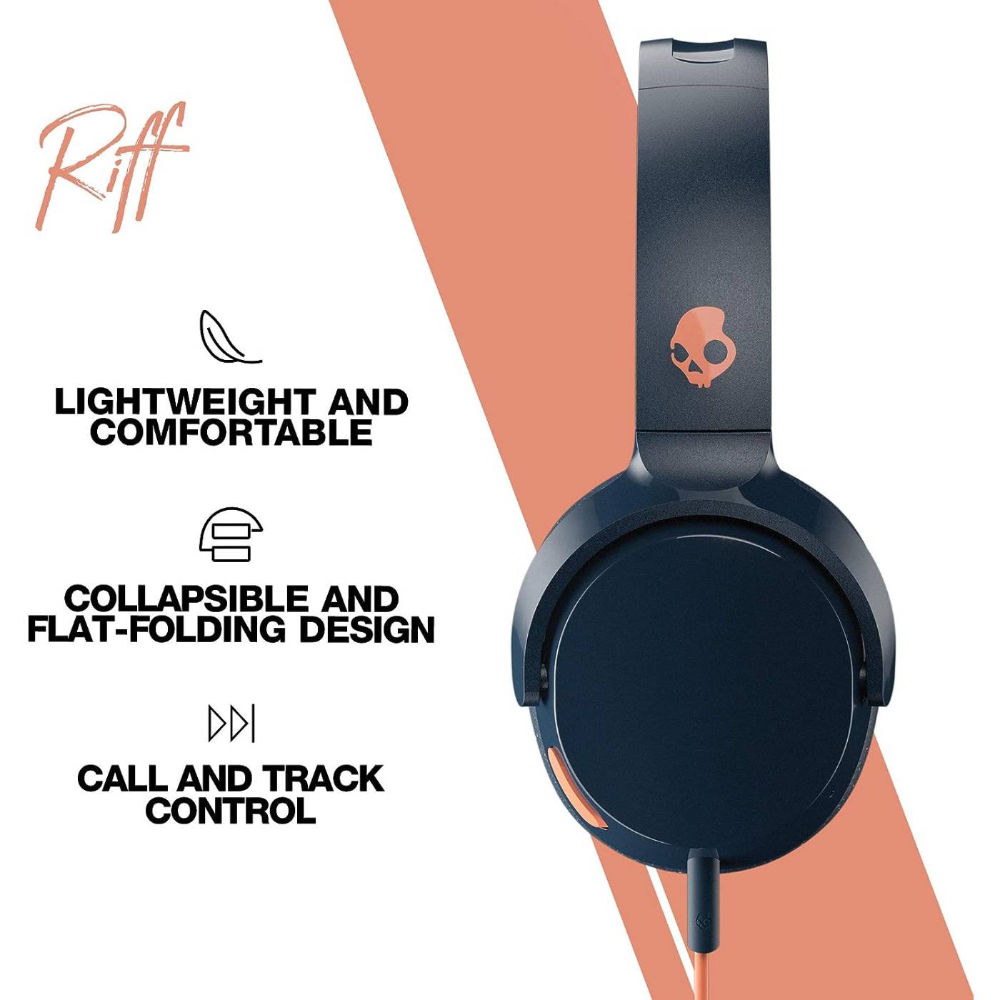 2-Pack Skullcandy Riff On-Ear Headphones – Black – Lightweight, Folding, Durable – Open Box Tested